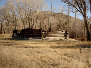 This modern reproduction of the stockade now stands on the site.