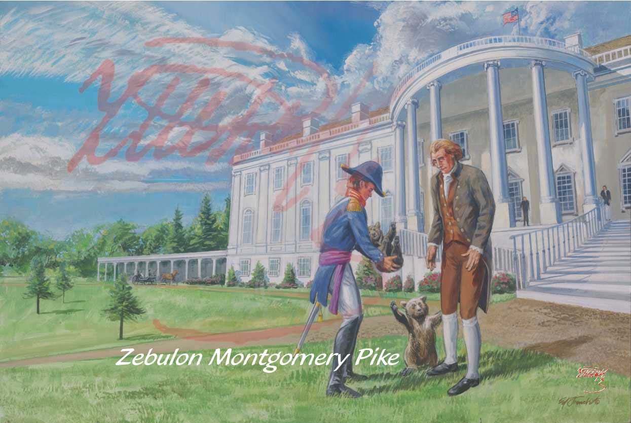 Painting by Ed French Depicting: Zebulon Pike Presenting Gifts to President Jefferson