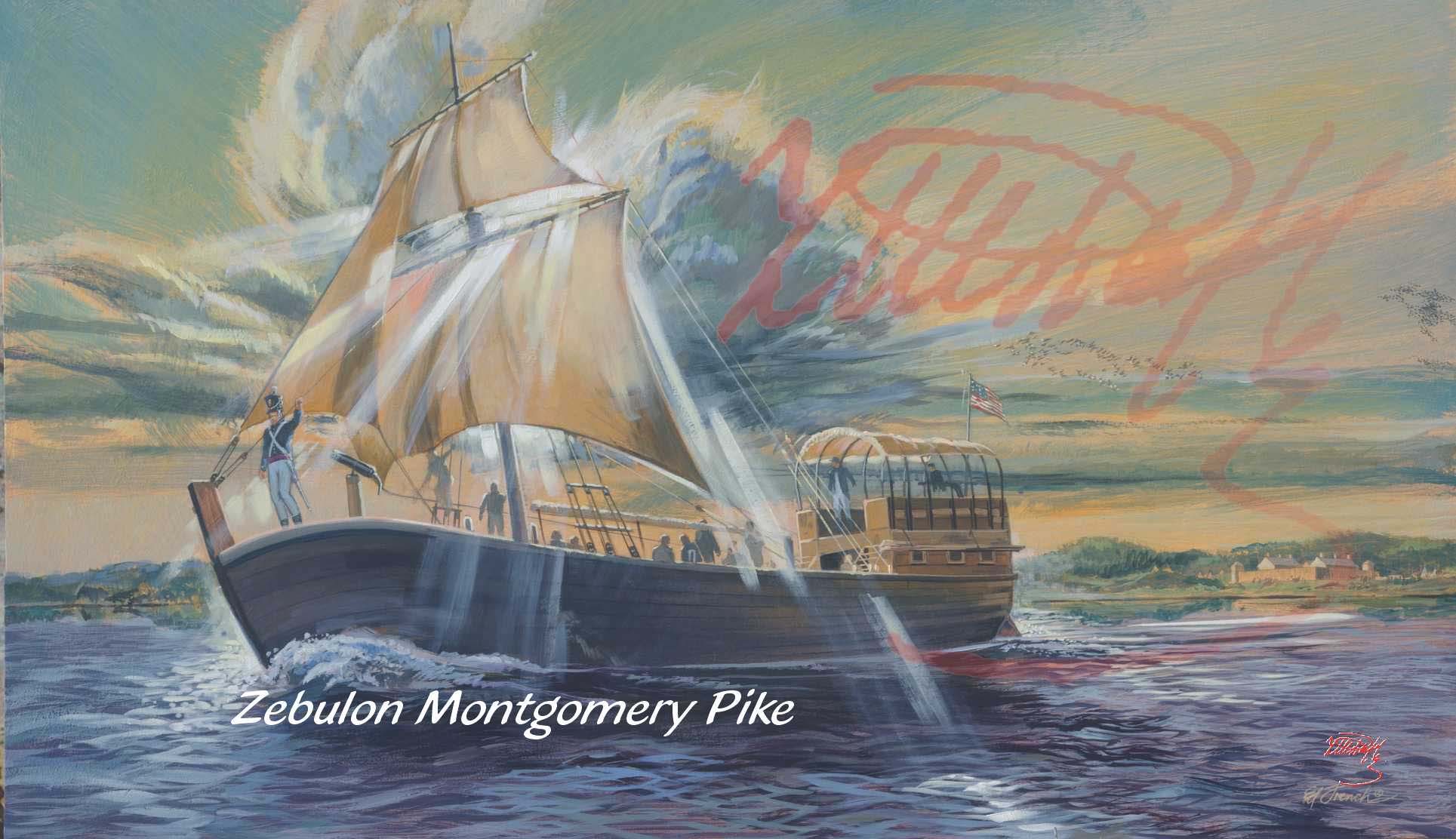 Painting by Ed French Depicting: Departing Fort Belle Fontaine