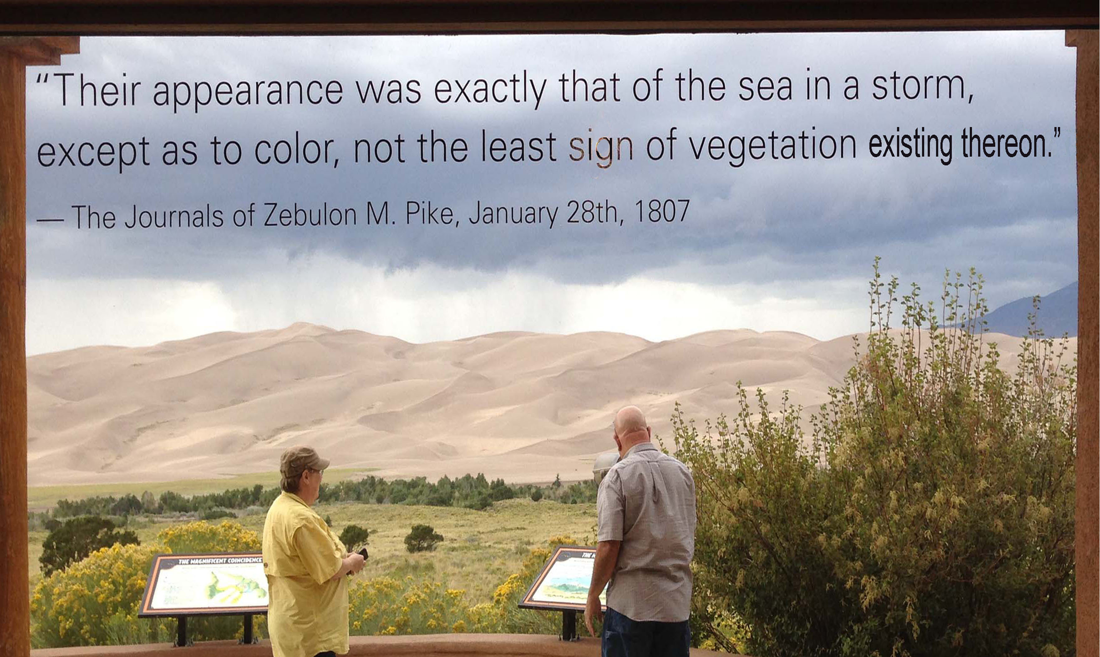 Famous Pike quote on window in the Great Sand Dunes National Park Visitor Center, Mosca, CO