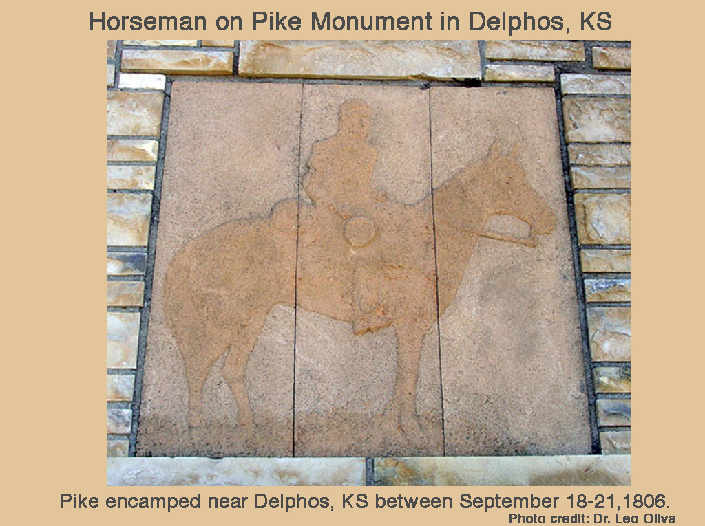 Horseman on Pike Monument in Delphos, KS