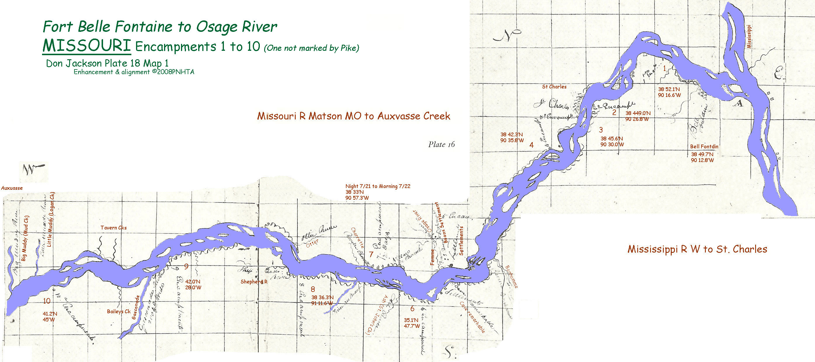 Map 1 (Field 18)- Missouri River from Fort Belle Fontaine/ St. Louis to Confluence Osage and Missouri Rivers (Jackson Plate 18)