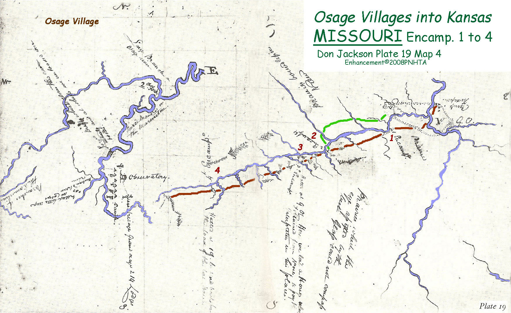 Map 4 (Field 19)- Approaching the Osage Villages (Jackson Plate 19)