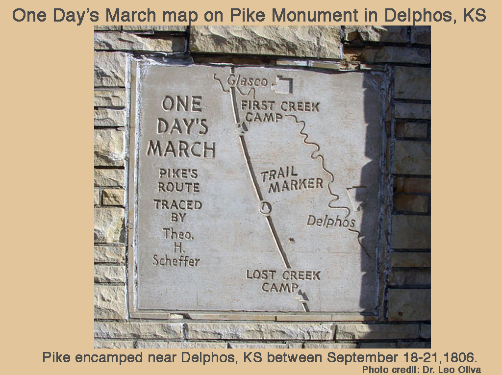 One Day's March Map on Pike Monument in Delphos, KS