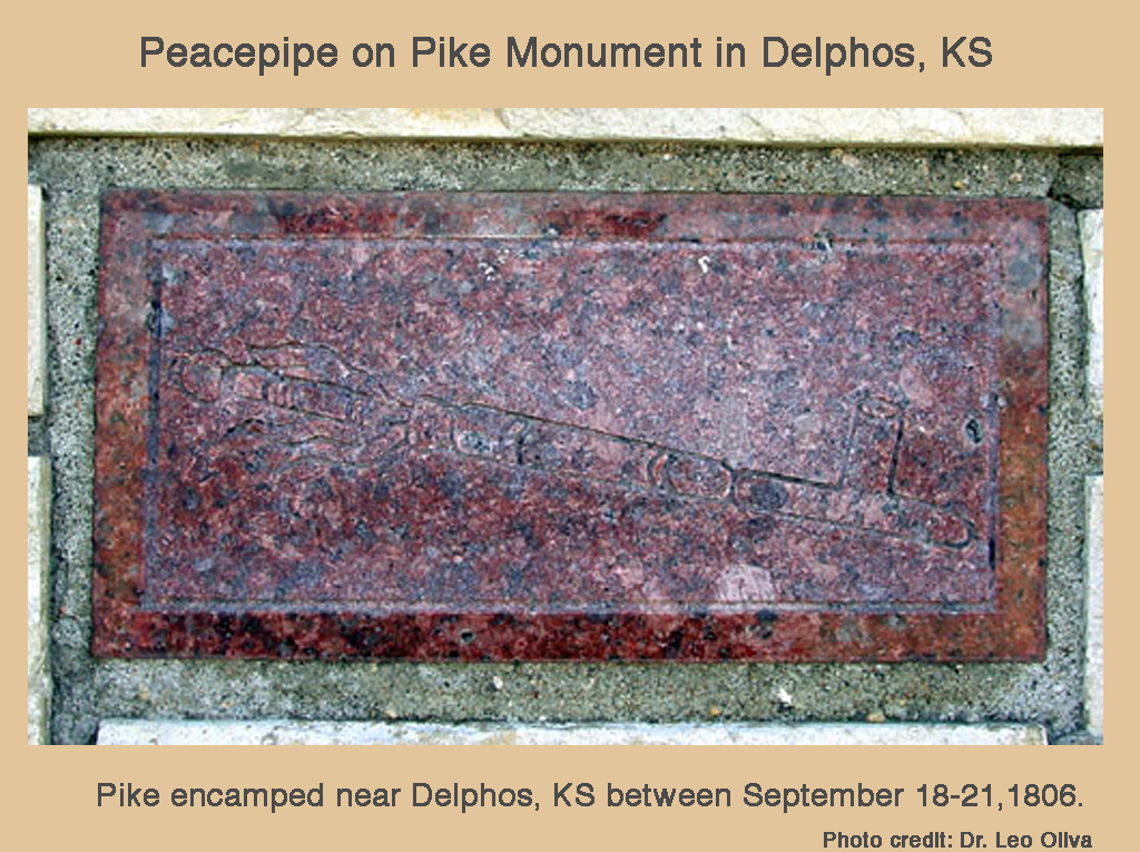 Peacepipe on Pike Monument in Delphos, KS