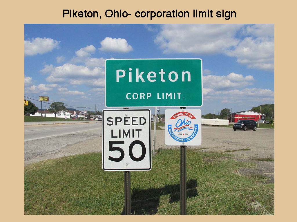 Ohio- Piketon corporation limit sign