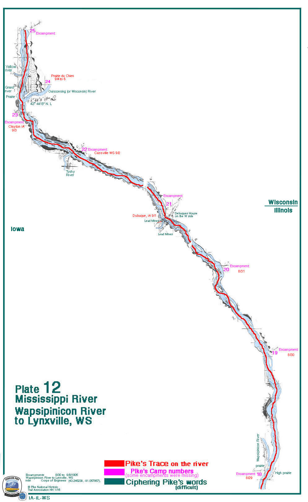 Field Map/ Plate 12 Mississippi River: Wapsipinicon River to Lynxville, WS